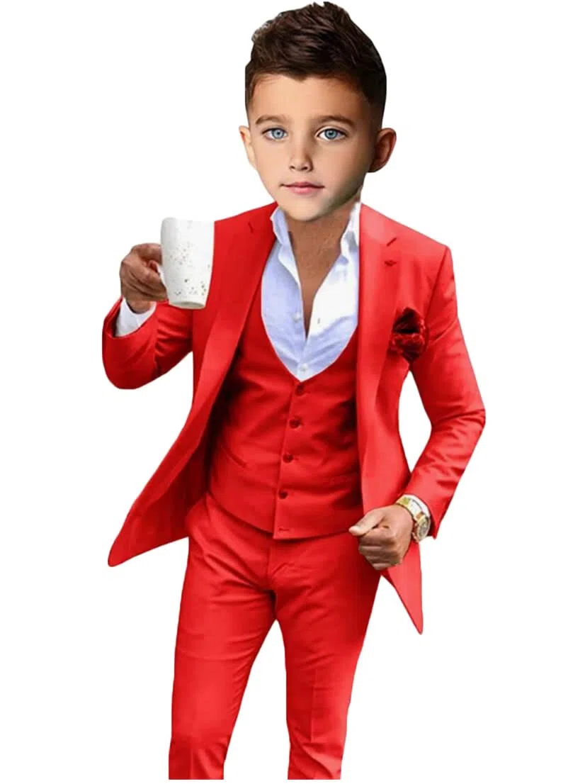 3 pz ragazzo vestito per matrimonio picco risvolto fiore ragazzo abiti slim fit ragazzi formali smoking ragazzi partito vestito