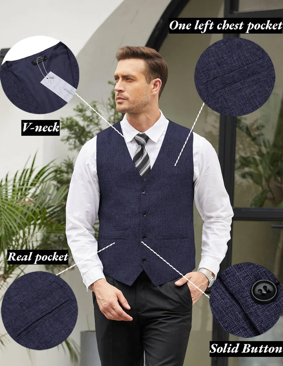 COOFANDY Gilet da uomo casual da lavoro, leggero, slim fit