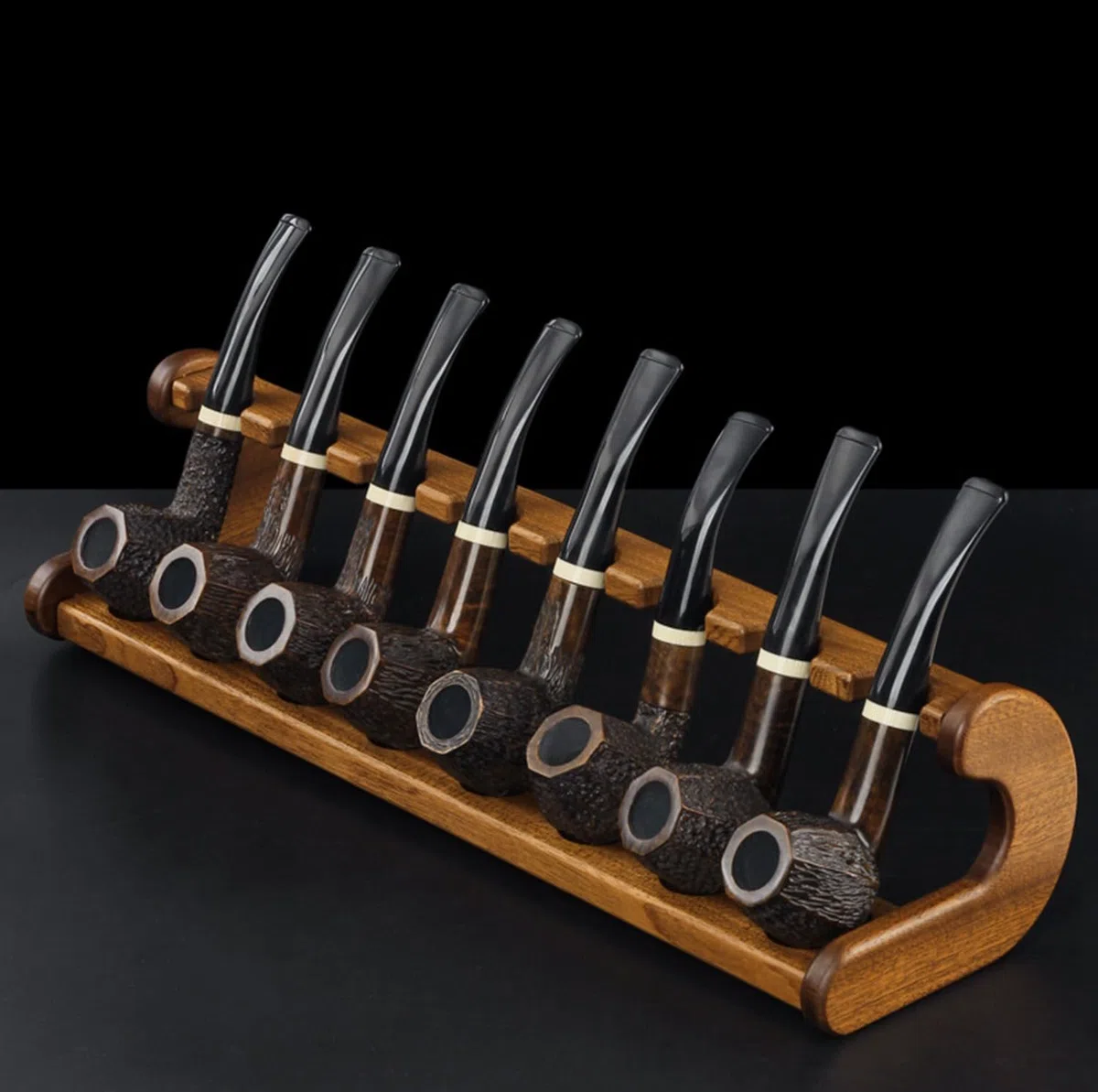 Espositore per Pipa in Legno per Tabacco per 8 Pipe per Tabacco, Supporto per Pipa per Tabacco, Portapipa in Legno Universale, Espositore con Venature del Legno Casa E Ufficio