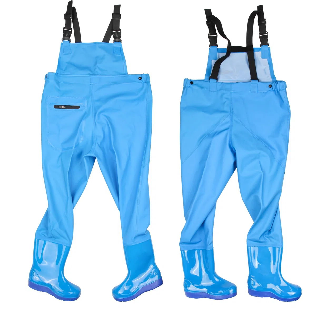 VicBre Salopette per bambini per ragazzi e ragazze, tasca con cerniera, spalline regolabili, design con fibbia posteriore, pantaloni impermeabili con stivali, salopette per ragazzi