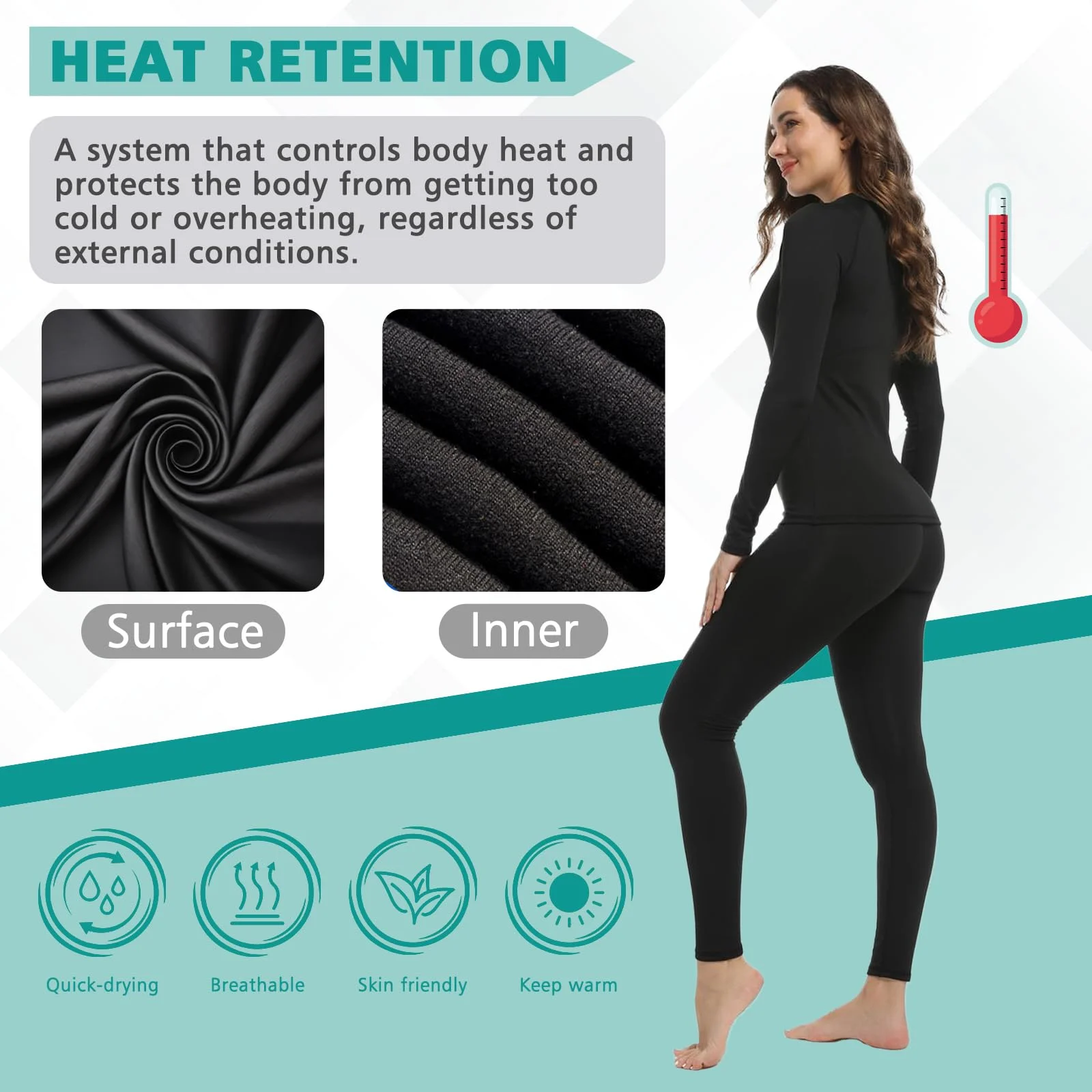 Intimo Termico Donna Manica Lunga Maglia Termica Pantaloni Set Sci Ciclismo Corsa