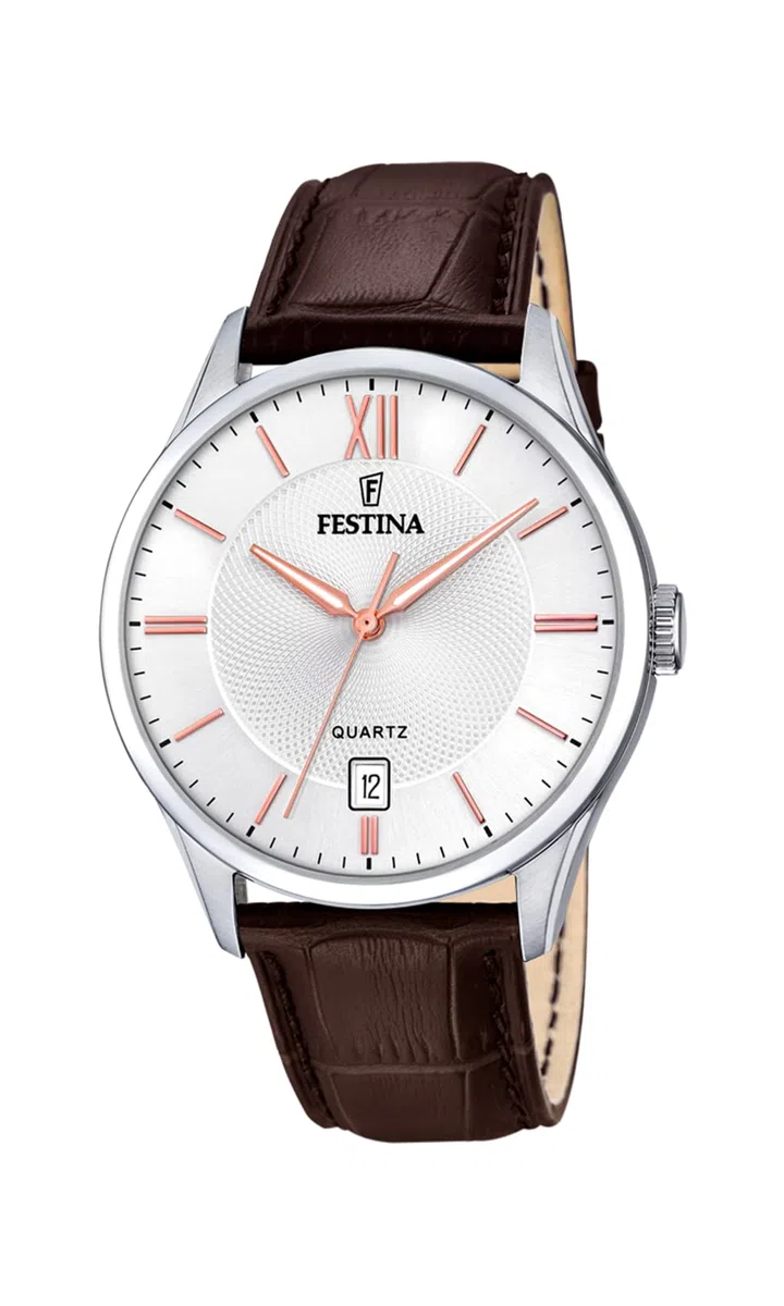 Festina Orologio Uomo Analogico in Pelle - Movimento al Quarzo - Calendario - Vetro Minerale ad Alta Resistenza - Impermeabile 5 ATM - Elegante e Classico F20426