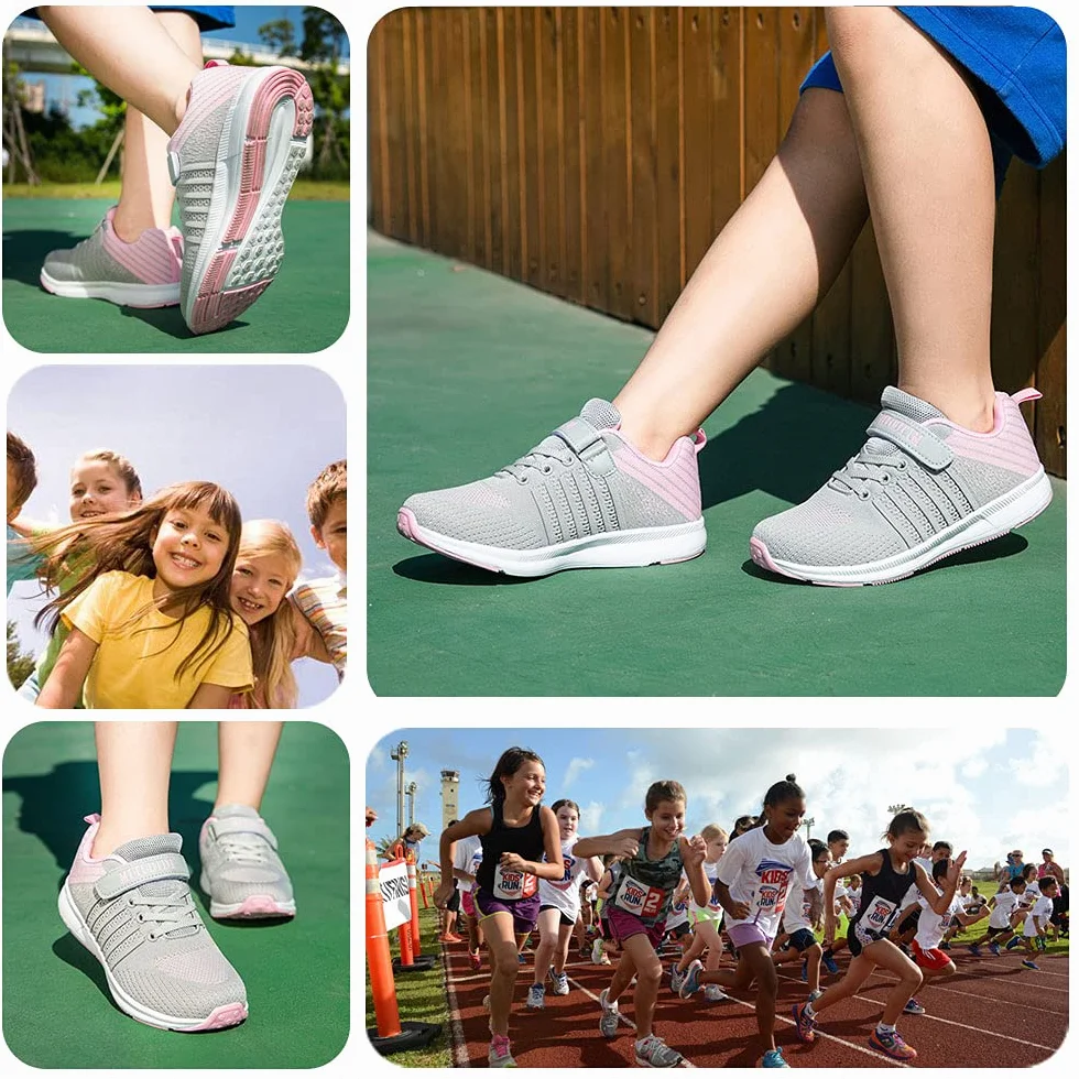 Scarpe Ginnastica Bambine Ragazzi Corsa Sportive Running Unisex Grigio Rosa