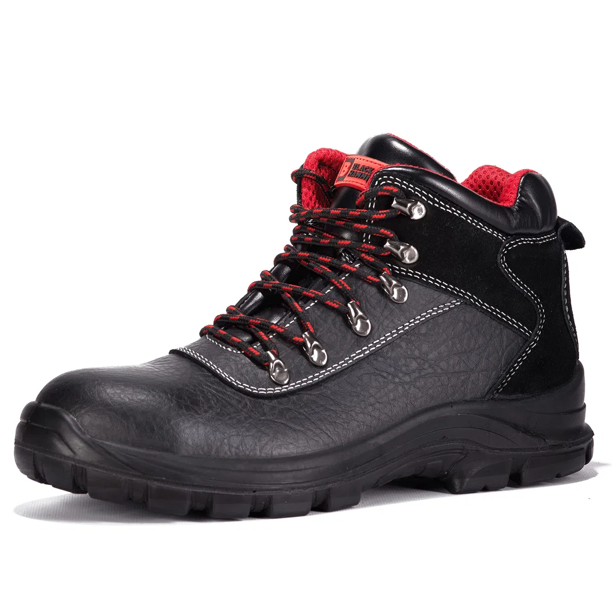 BLACK HAMMER Stivali Maschili in Pelle Scarpe Antinfortunistiche Impermeabili S3 SRC Scarpe da Lavoro in Pelle con Punta in Ferro Uomo 7777