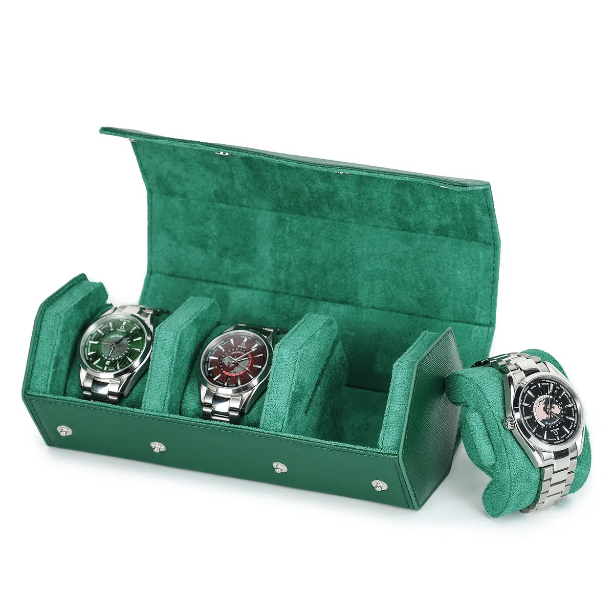 HIRAM Hexagon Orologio Roll Case In Pelle Esagono 3 Orologio Da Viaggio Caso Orologi Scatola di Immagazzinaggio Organizzatore Protettivo per Orologi Da Polso