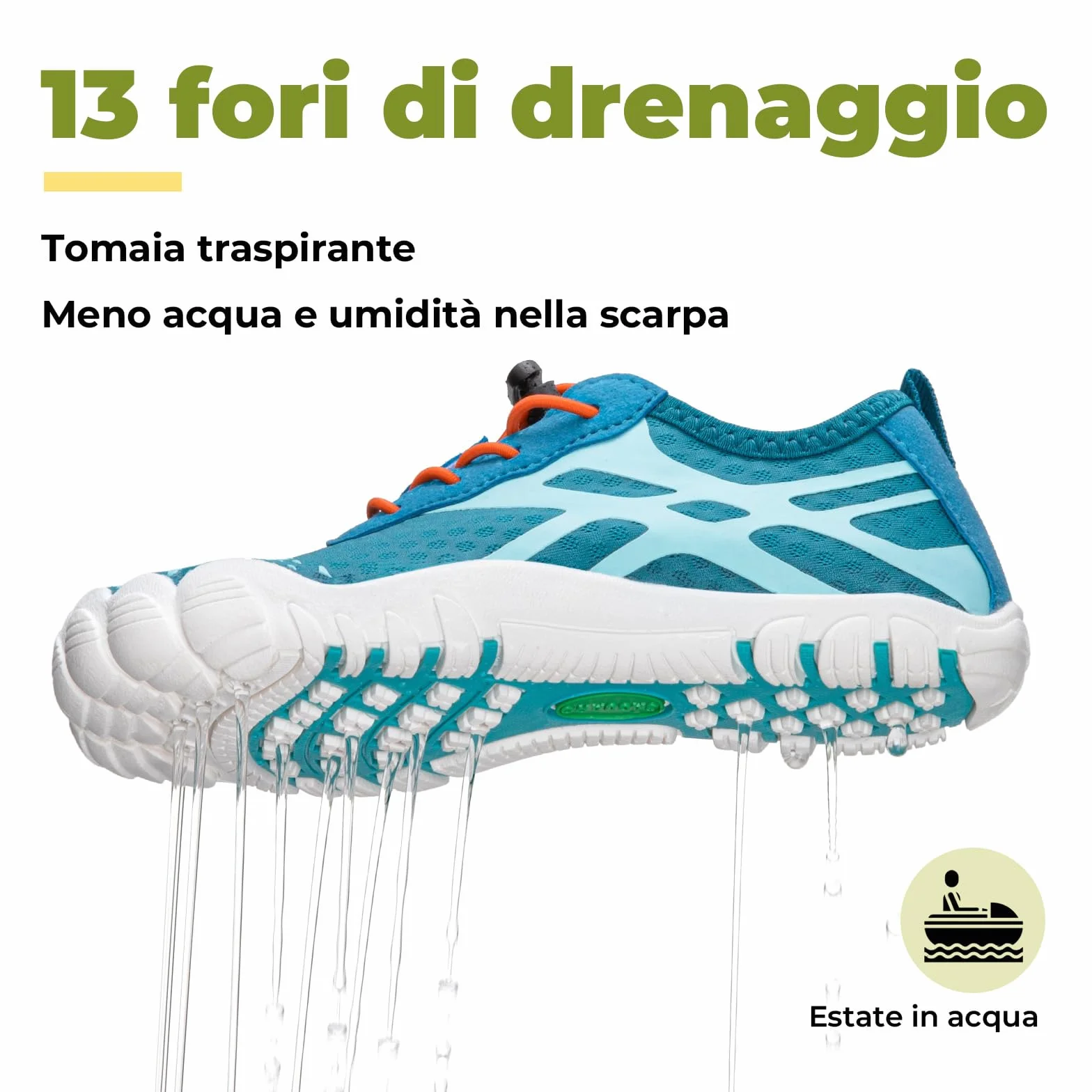 SAGUARO Scarpe da Acqua Barefoot Bambini Punta Larga Asciugatura Rapida Estate Attività Acquatiche Gr.25-36