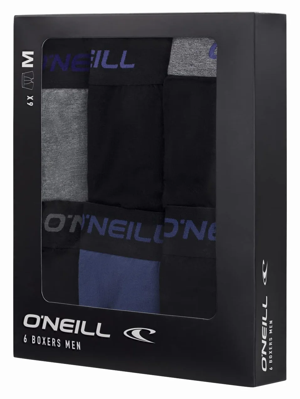 O'Neill Boxer da uomo in tinta unita Sport Boxer M L XL XXL 95% cotone uomo trunk mutandine senza intervento confezione da 6 pezzi nero rosso blu
