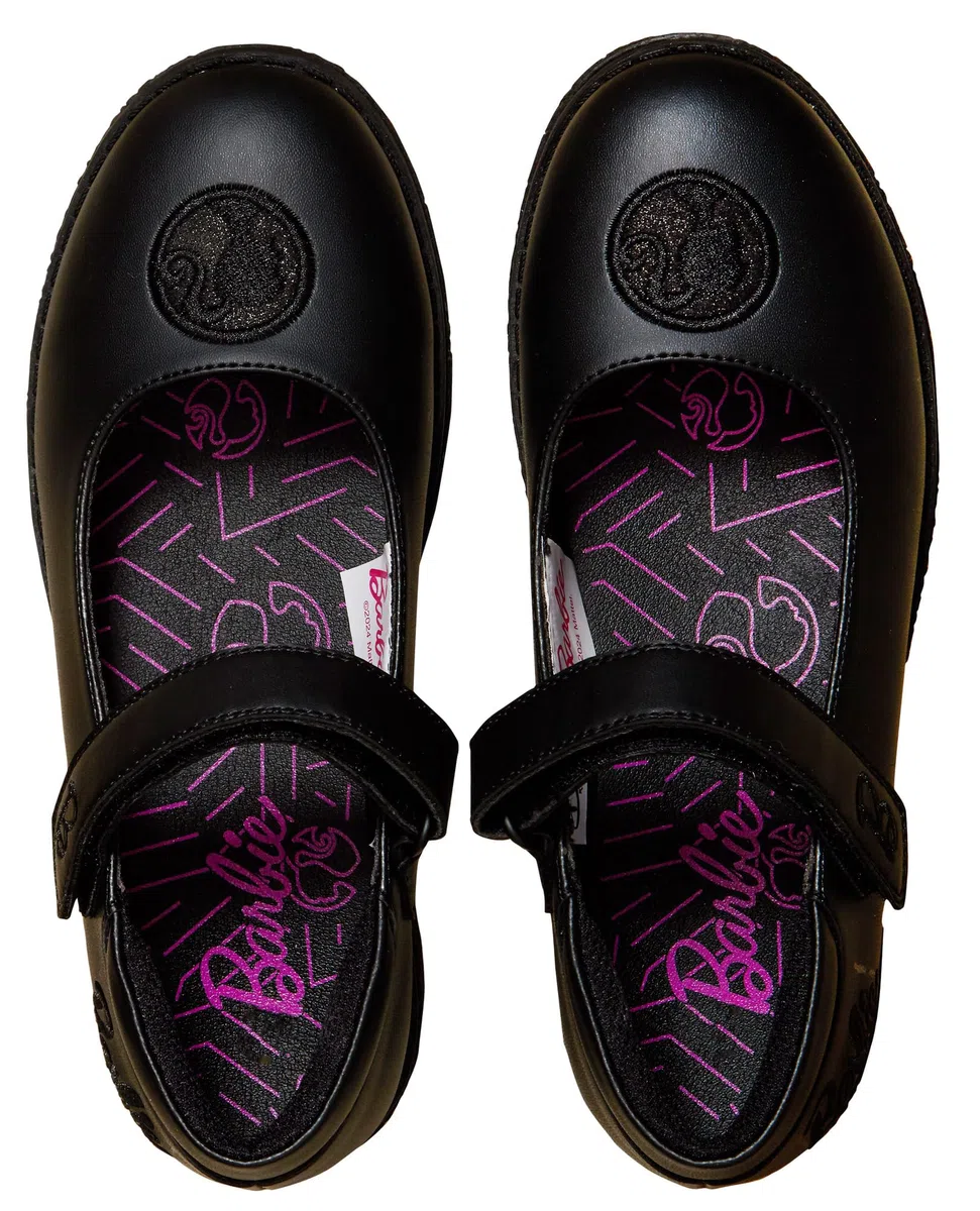 Barbie Scuola Scarpe Bambine Nero Opaco Chiusura Facile Suola Resistente Mocassini per Scuola