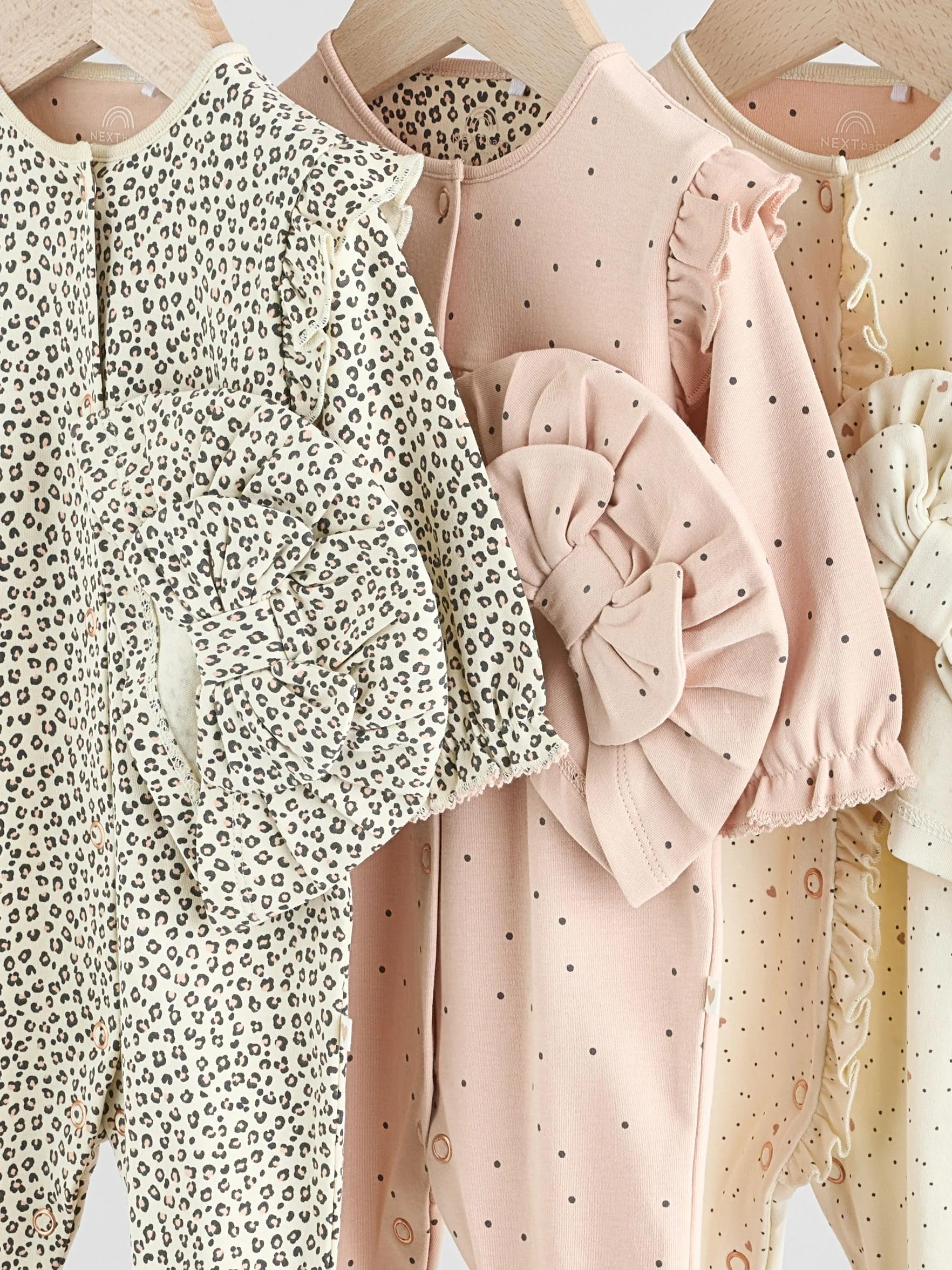 NEXT Bambina Confezione da 3 Tutine per Neonati con turbanti 100% Cotone abbinati