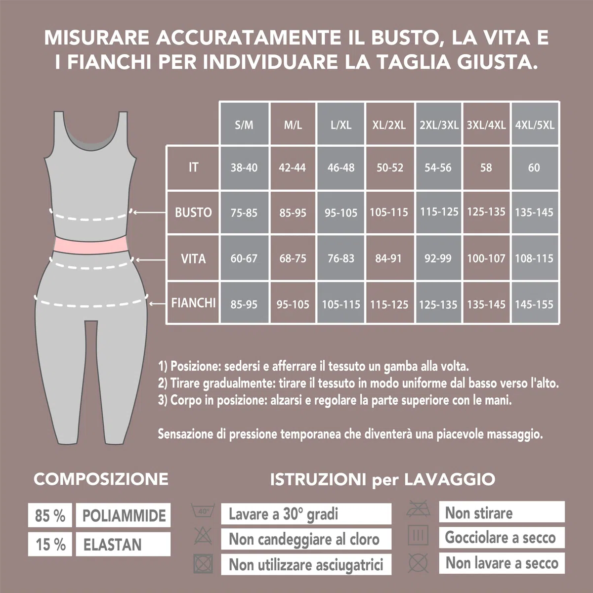 Leggins Anticellulite Donna Modellanti Vita Alta - Leggins Contenitivi Modellanti, Guaina Contenitiva Donna Pancia Piatta, Panta Slim Drenante Anticellulite - Made in Italy