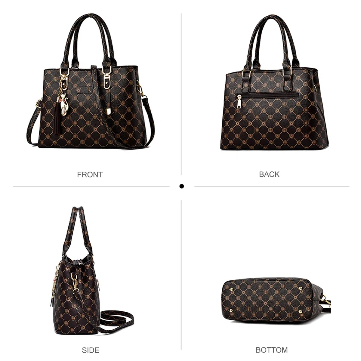 NICOLE & DORIS Borsa Mano Donna Borsa a Tracolla Borsa Donna Elegante Borse Tote Media Borse a Spalla in PU Pelle Borsetta da Giorno con Ciondolo Beige con Marrone