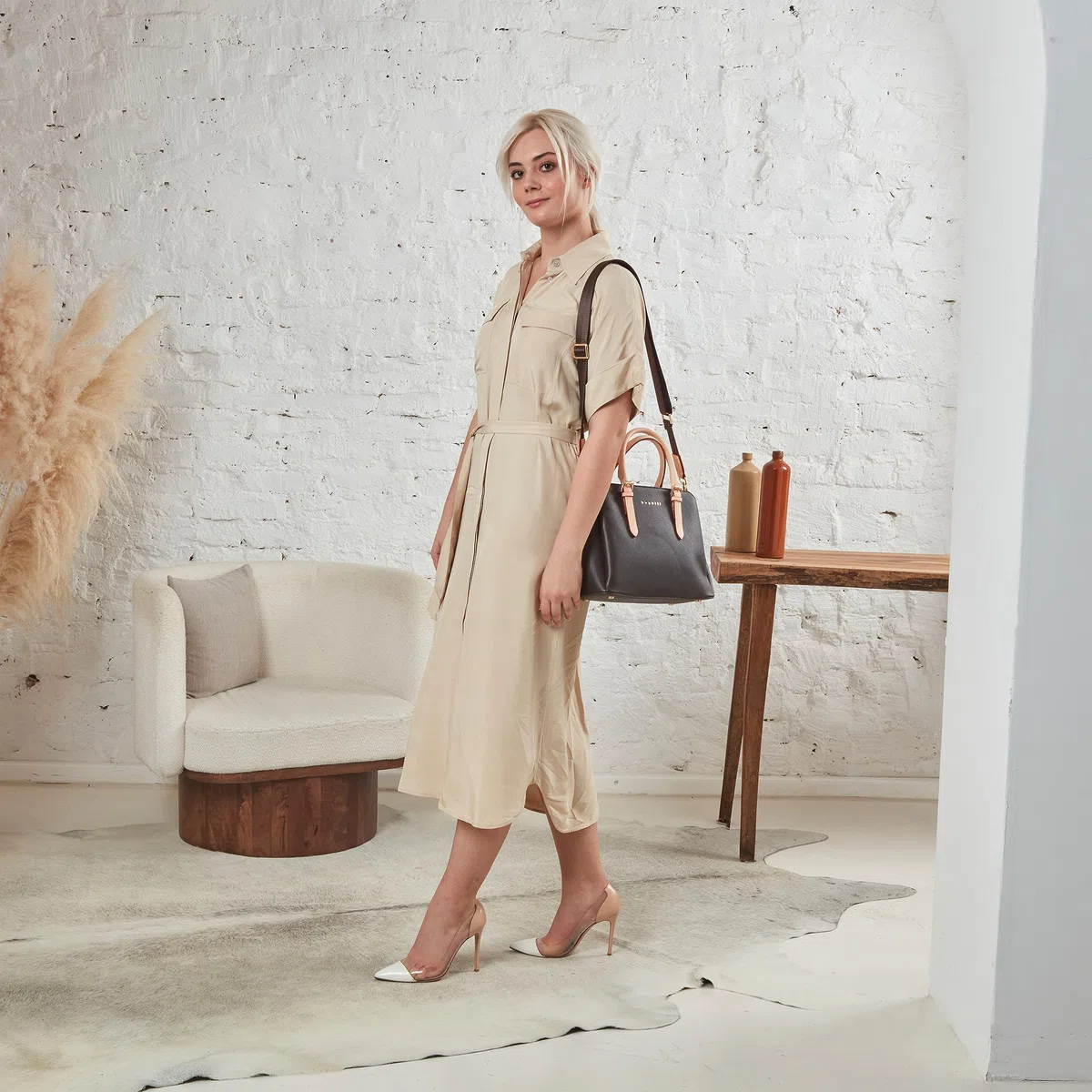 bugatti Ella Borsa da donna, borsa bowling media in similpelle