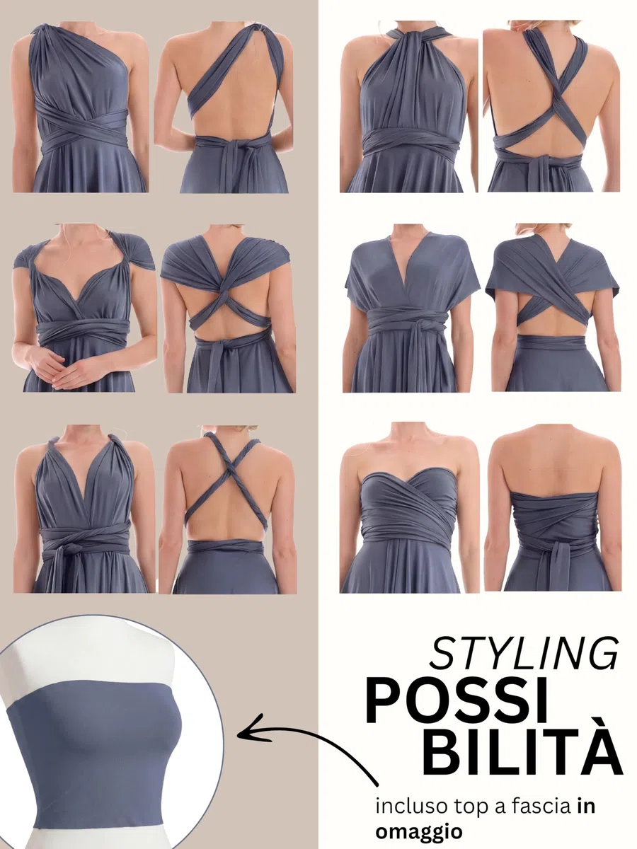 Juvell Abito da Damigella - Abito Infinity Lungo - Abiti da Sera - Top a Fascia Incluso - Vestito Donna Elegante - Boda-Bridesmaid-Baile - 1000