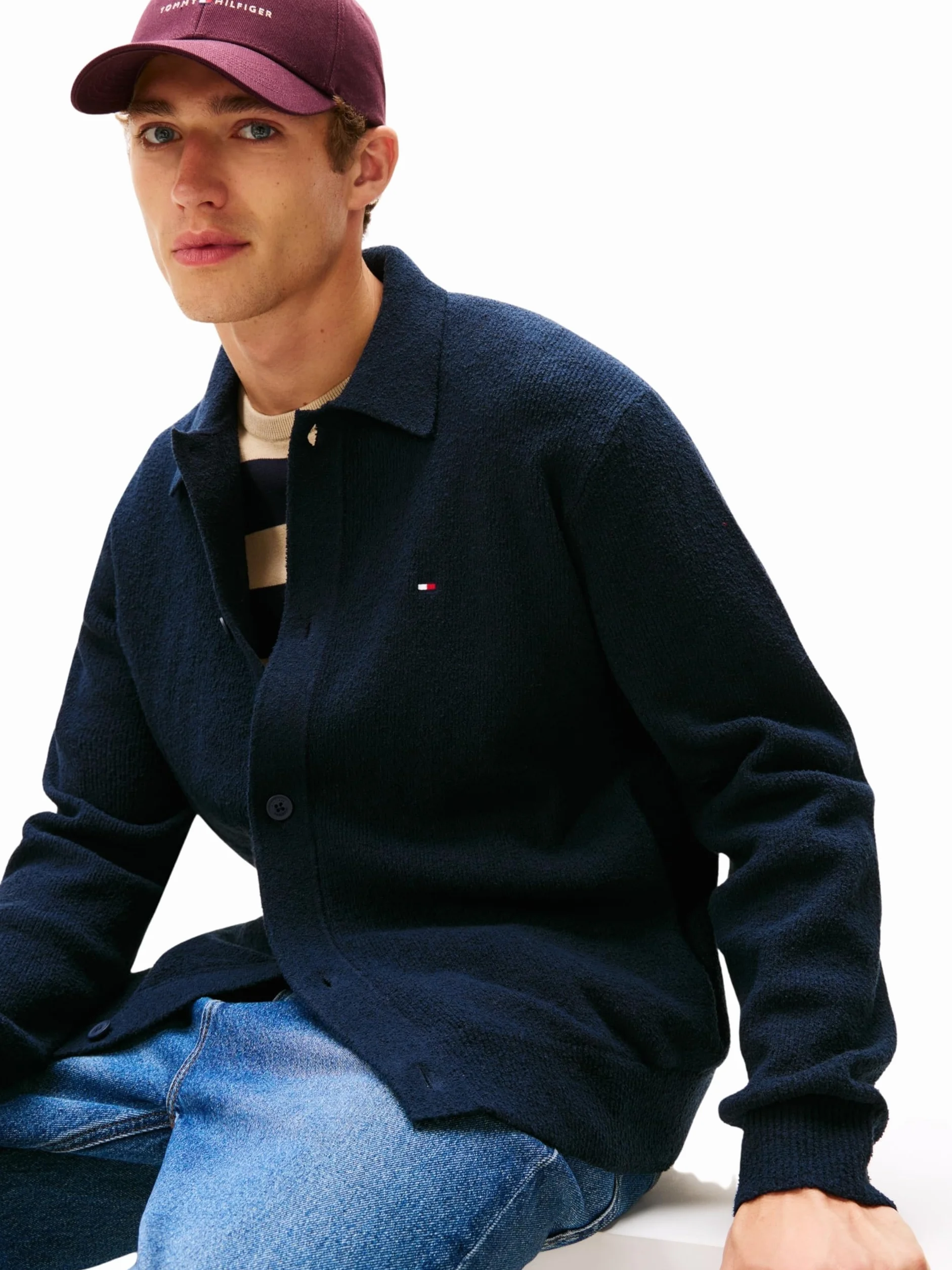 Tommy Hilfiger Textured Polo Cardigan Mw0mw41546 Maglione Cardigan Unisex - Adulto