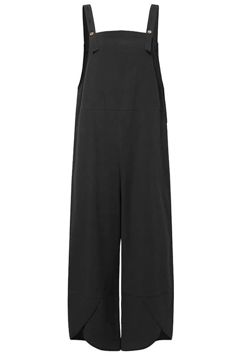 BRONG Salopette da donna casual allentate in morbido cotone e lino tuta da donna con spalline regolabili con tasche