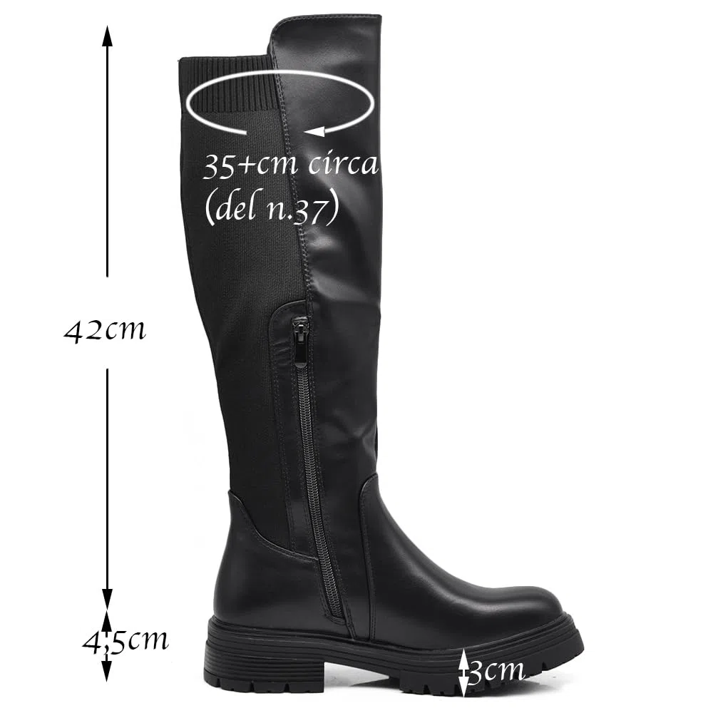 IF Fashion Stivali Scarpe da Donna Tessuto Stretch Polpaccio Elasticizzato G663