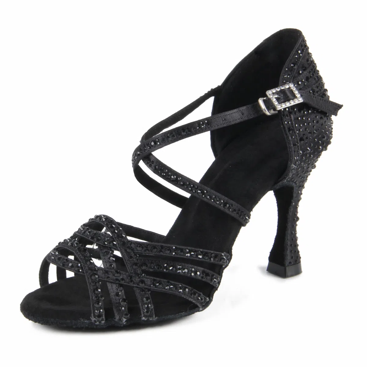 Donna Peep Toe Cross Strap Strass Tango Social Ballroom Scarpe da Ballo Latino Scarpe da Ballo per Feste di Matrimonio