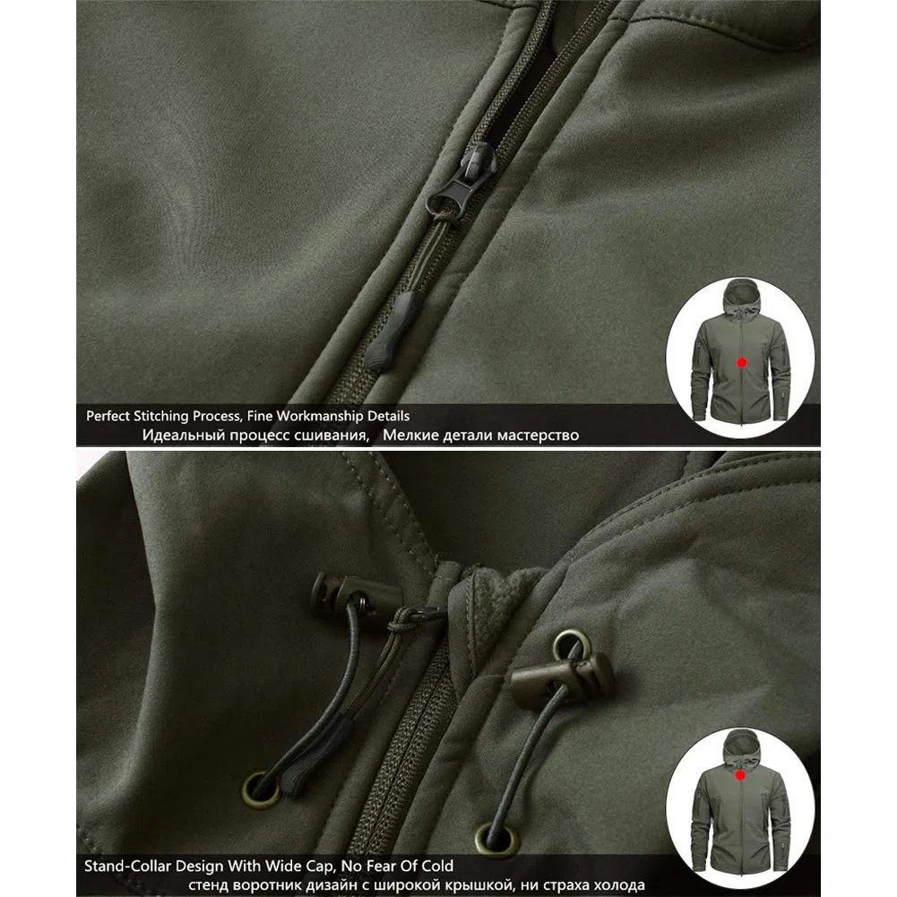 Uomo Giubbotto Giacca a vento militare uomo Pile Windbreaker Tactical camo Softshell Giacche Parka