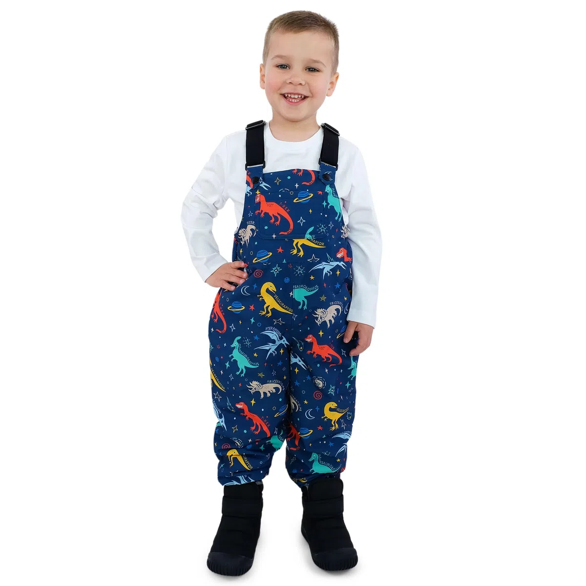 JAN & JUL Salopette da neve impermeabile con fodera in pile, tuta per bambini e bambini