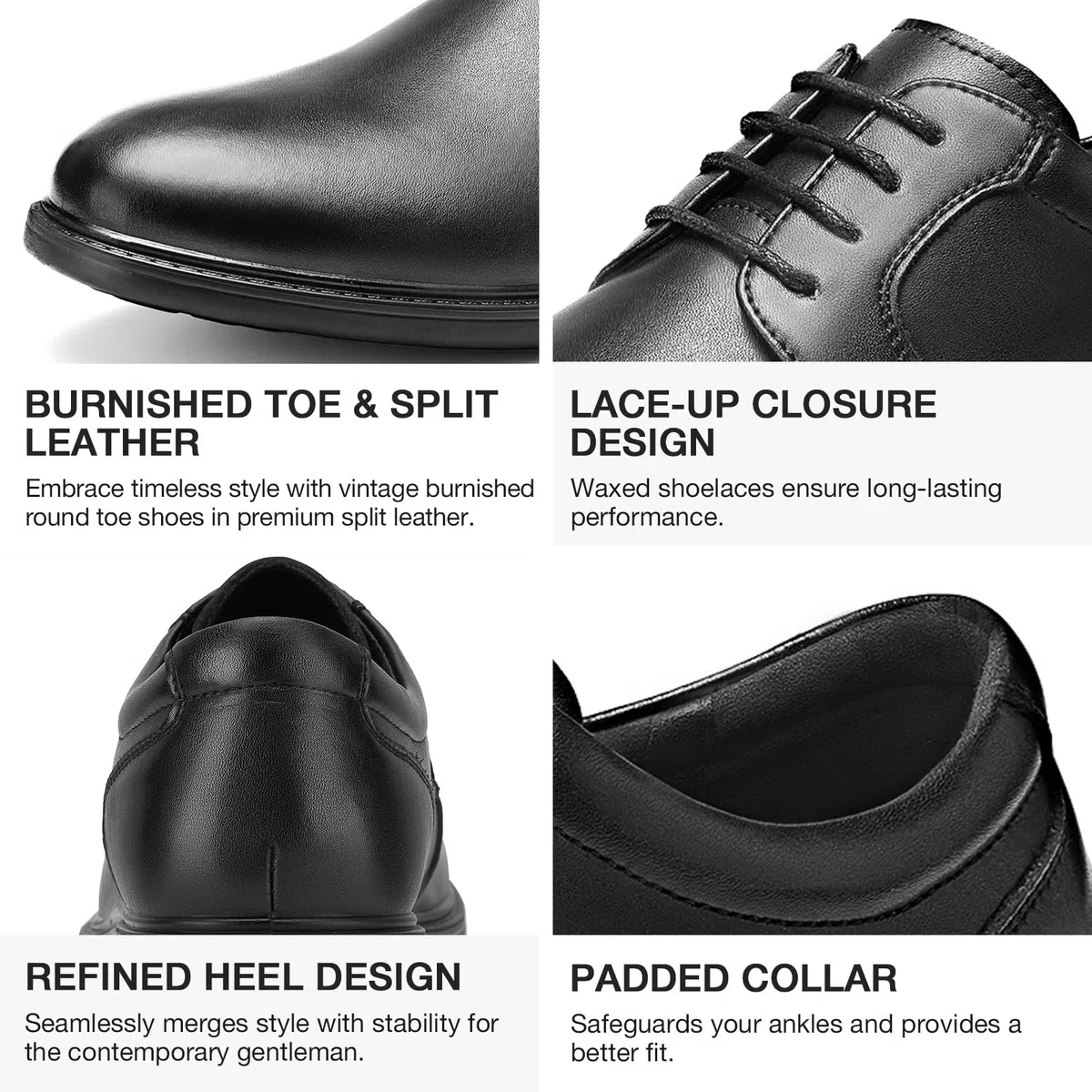 HEEZ Scarpe Eleganti Uomo, Scarpe Stringate Oxford Classico, Scarpa Pelle Derby Traspirante Comode per Business Formale Lavoro Sposa