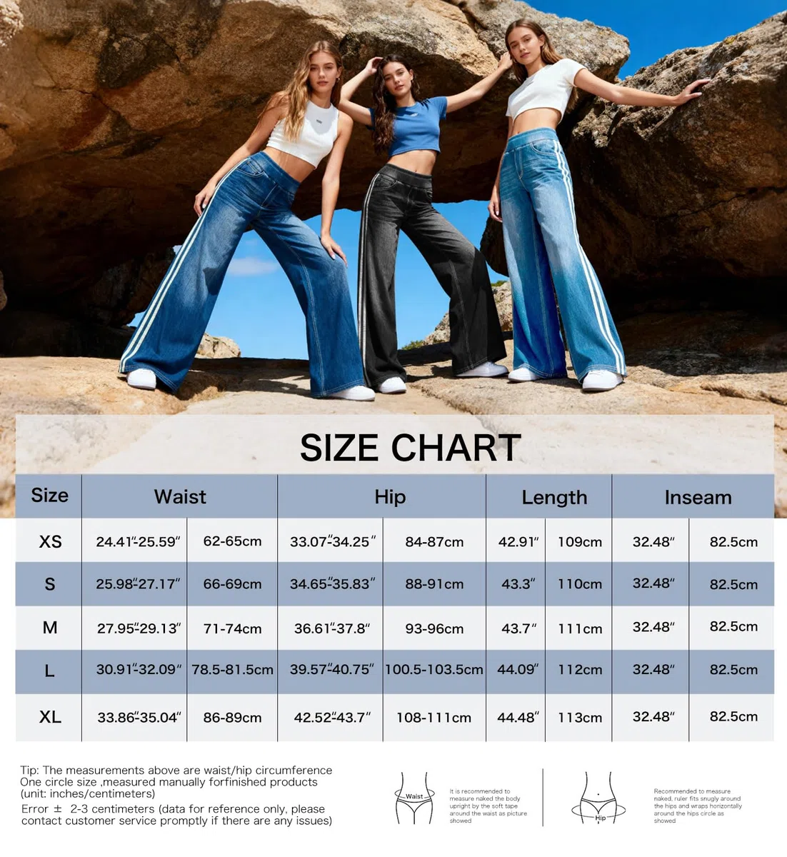 LaiEr Jeans a Gamba Larga Donne,Design Unico a Blocchi di Colore,Vita Alta con Controllo del Ventre,Fit Sviluppato Adatti per Pantaloni di Jeans Baggy con Alta Elasticità