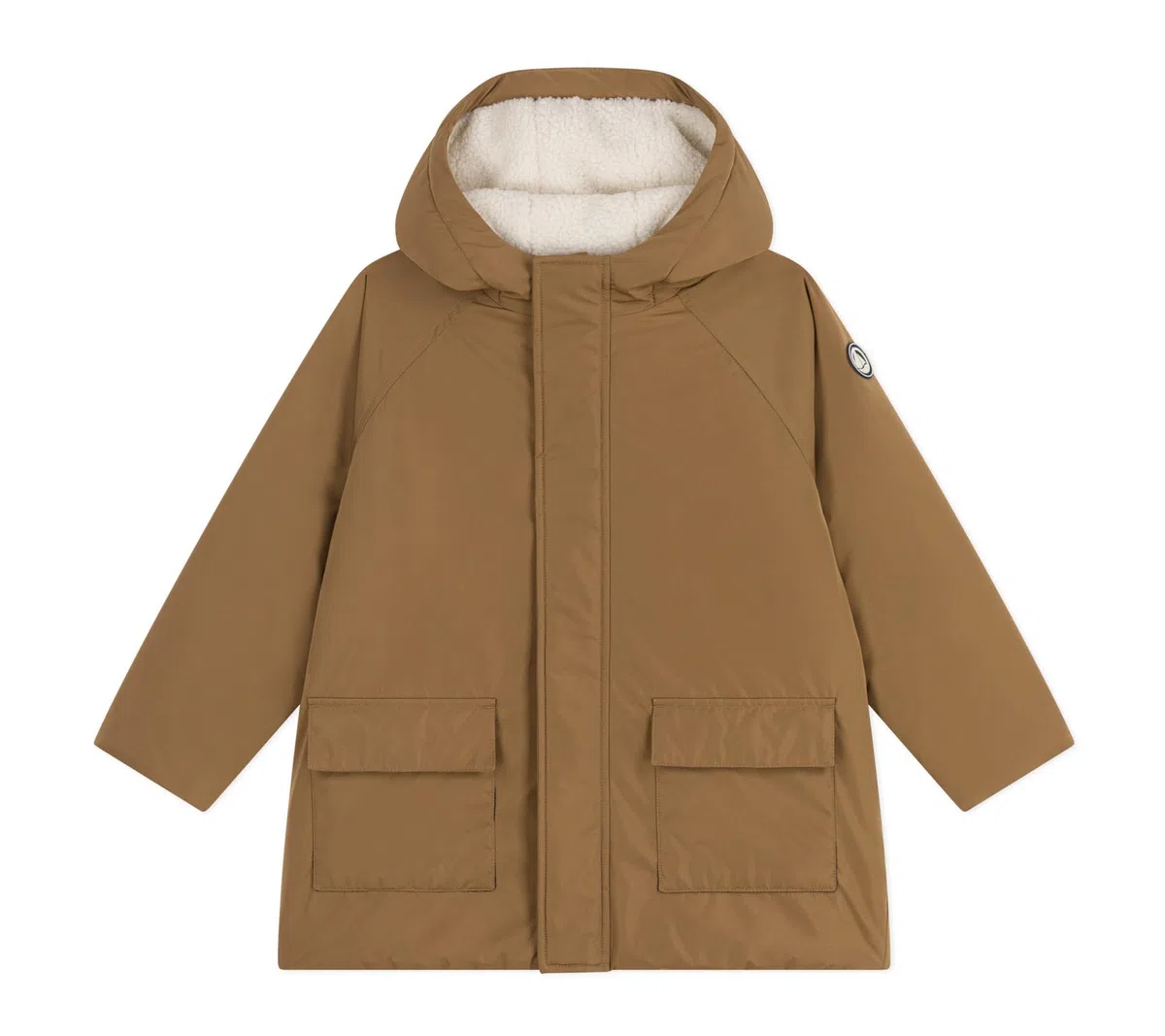 Petit Bateau Parka per bambini medio lungo tinta unita, Roccia, 5 anni