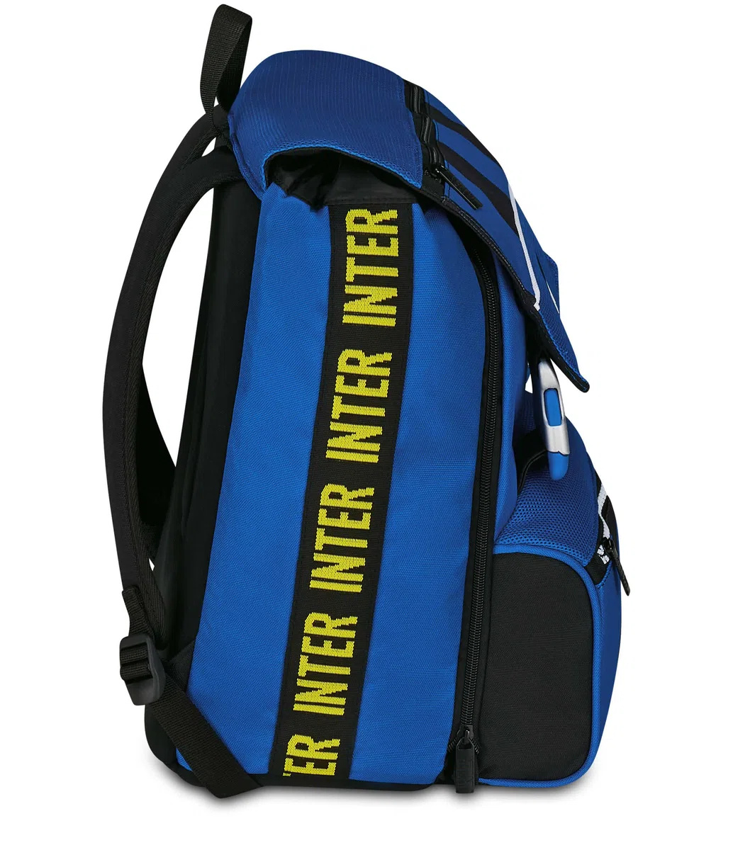 Seven Inter Zaino Calcio Doppio Scomparto Estensibile, Blu, Maxi Capienza, Schienale Preformato, Bambino, Elementare