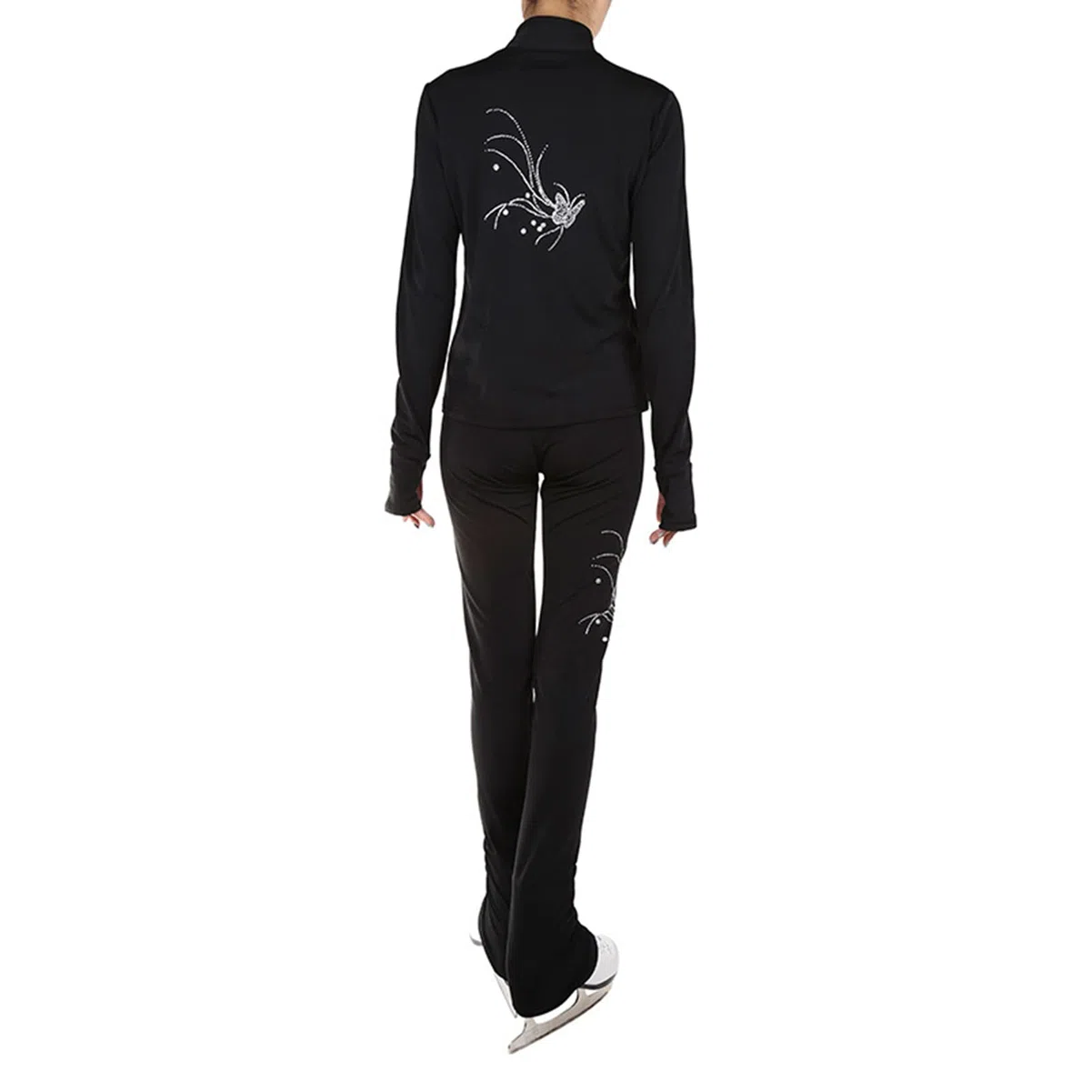 Generico Pantaloni E Giacche da Pattinaggio Artistico Sets per Donna E Ragazza, Tute Pattinaggio Artistico Professionale Caldo per L'allenamento(Size:160,Color:Nero)