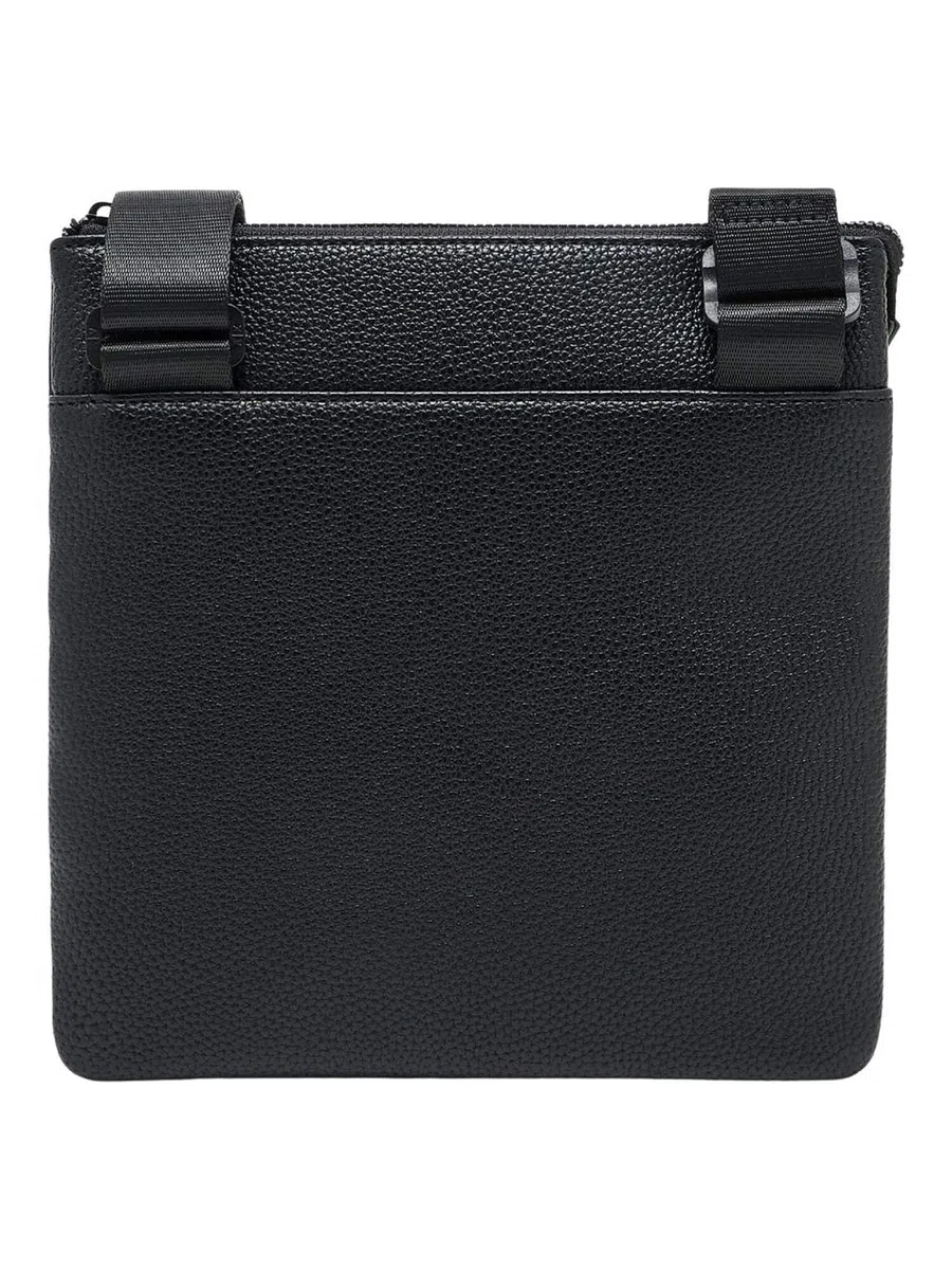 Armani Exchange Madrid, Sustainable, Embossed Logo, Crossbody Pieghevole Uomo, Nero, Taglia Unica