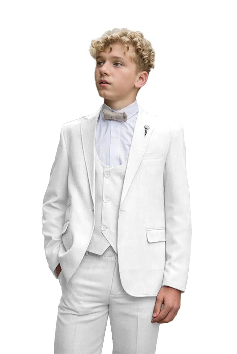 Ragazzi Abito Da Sposa In Lino Ragazzi Suit Outfit 3pcs Bambini Smoking Per Bambini Partito Prom Abiti Bianco Ragazzi Suit Plaid Suit