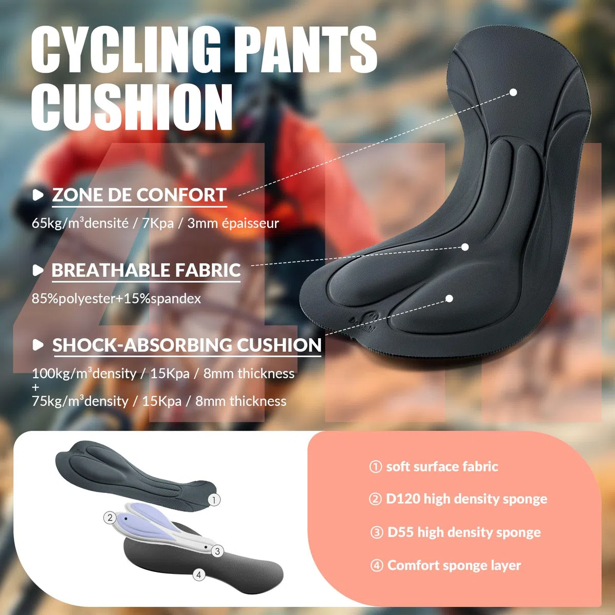 ROCKBROS TVI Salopette Ciclismo Donna, Pantaloni Ciclismo Estivicon Donna, Pantaloncini Bici Imbottiti Traspirante con Tasca per Bici da Corsa, Mountain Bike, MTB