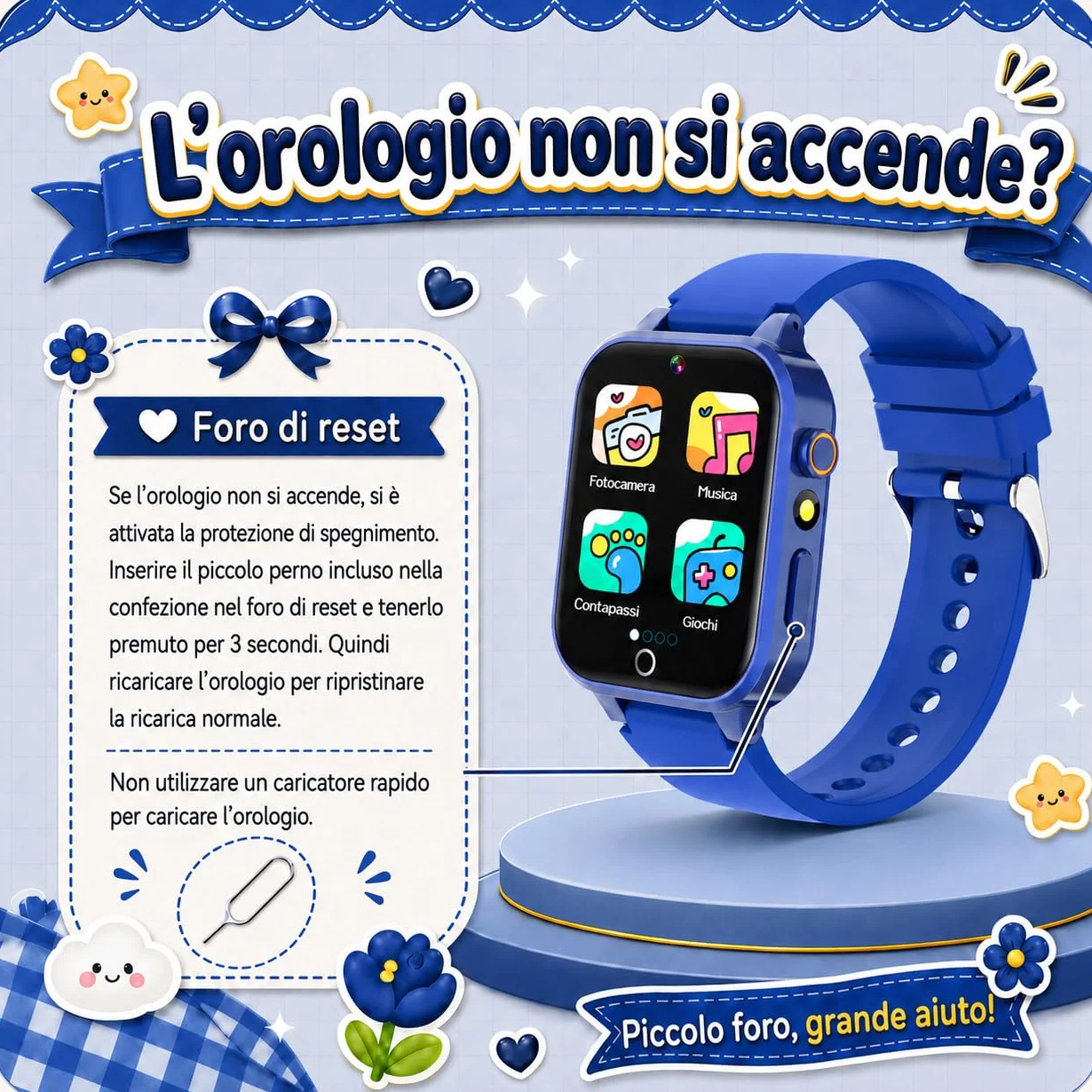 Smartwatch Bambini 39 Giochi Contapassi Fotocamera Torcia Sveglia Educativo Regalo Scheda SD Integrata