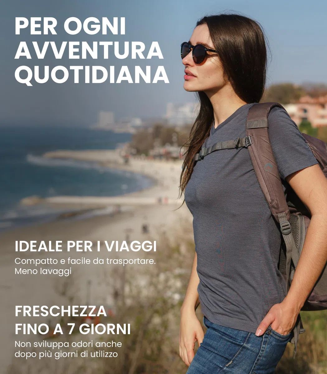 Merino.tech Maglietta Merinos Donna - 100% Maglia Termica Manica Corta in Lana Merinos con Calzini (Medium, Dark Purple Crewneck)