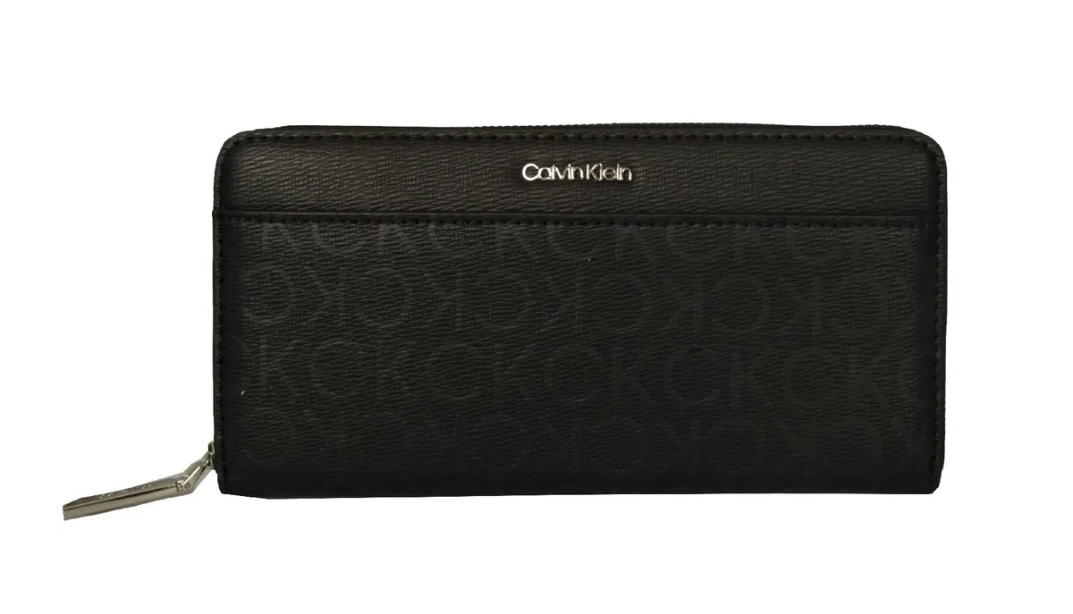 Calvin Klein CK Must Zip Around Wallet With Pocket Epi Mon Black Mono