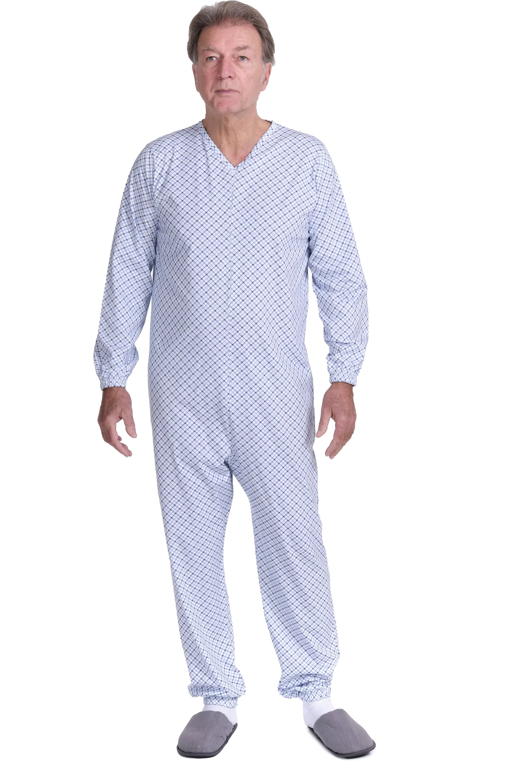 FERRUCCI COMFORT Pigiama Sanitario a Manica Lunga con Cerniera Posteriore, 100% Puro Cotone 9012/1 Uomo - Made in Italy - per pazienti con disabilità