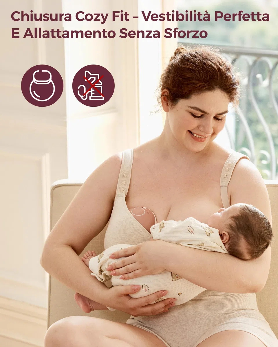 Momcozy Reggiseno per allattamento con seni grandi, reggiseno in cotone senza ferretto con imbottitura fissa, vestibilità su tutta la superficie, regolabile