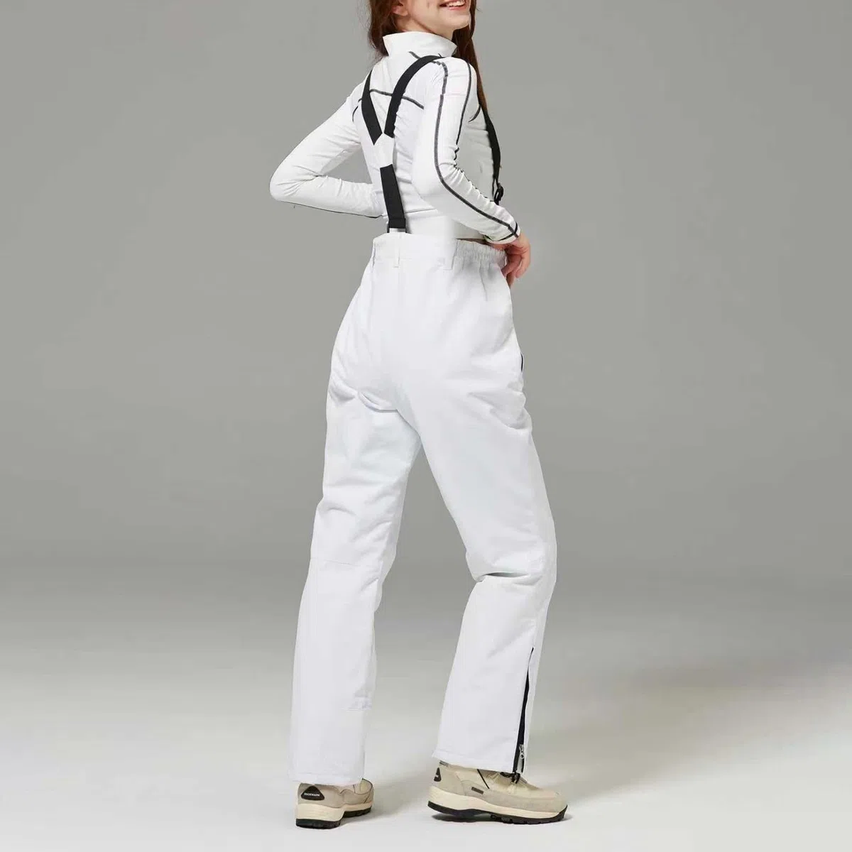 Générique Pantaloni da sci da uomo e donna, impermeabili, tuta da neve calda con spalline regolabili, tuta tinta unita, pantaloni da snowboard da uomo, comodi per pattinaggio all'aperto