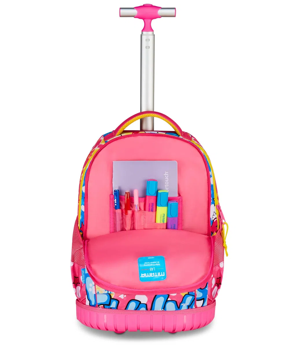Mitama Trolley Scuola Run Maxi CATROCK, Fucsia, Doppio Scomparto, Tasca Frontale, 2 Tasche Laterali, Scuola Elementare e Tempo Libero, Bambina
