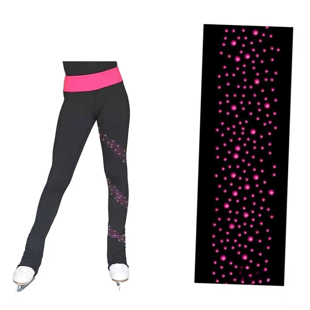 Pantaloni da allenamento per pattinaggio artistico, foderati in pile, impermeabili, elasticizzati, adatti alla pelle, per bambini e adulti, taglie XXXS-XXXL