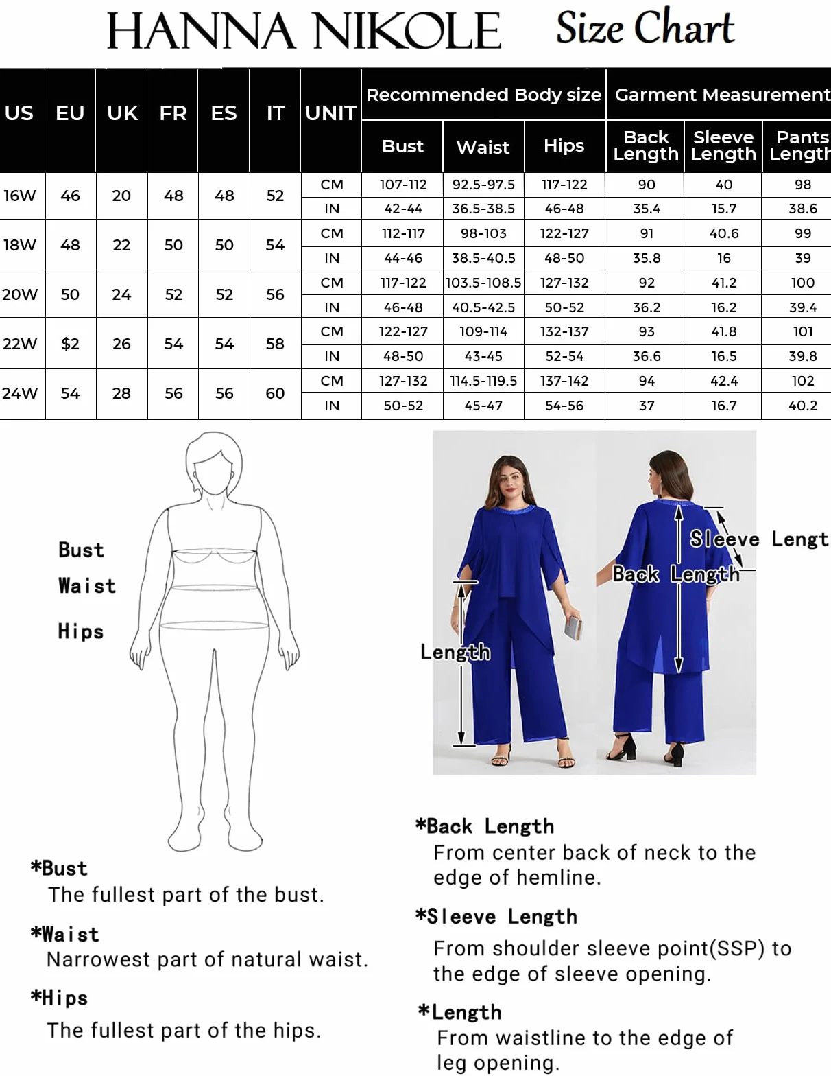 Hanna Nikole Plus Size Madre della Sposa Abiti Pantaloni in Chiffon per Ospite di Matrimonio 2 Pezzi Vestito Festival Abiti Eleganti Paillettes Girocollo e Vita Alta Cotail Abiti da sera Set Formale