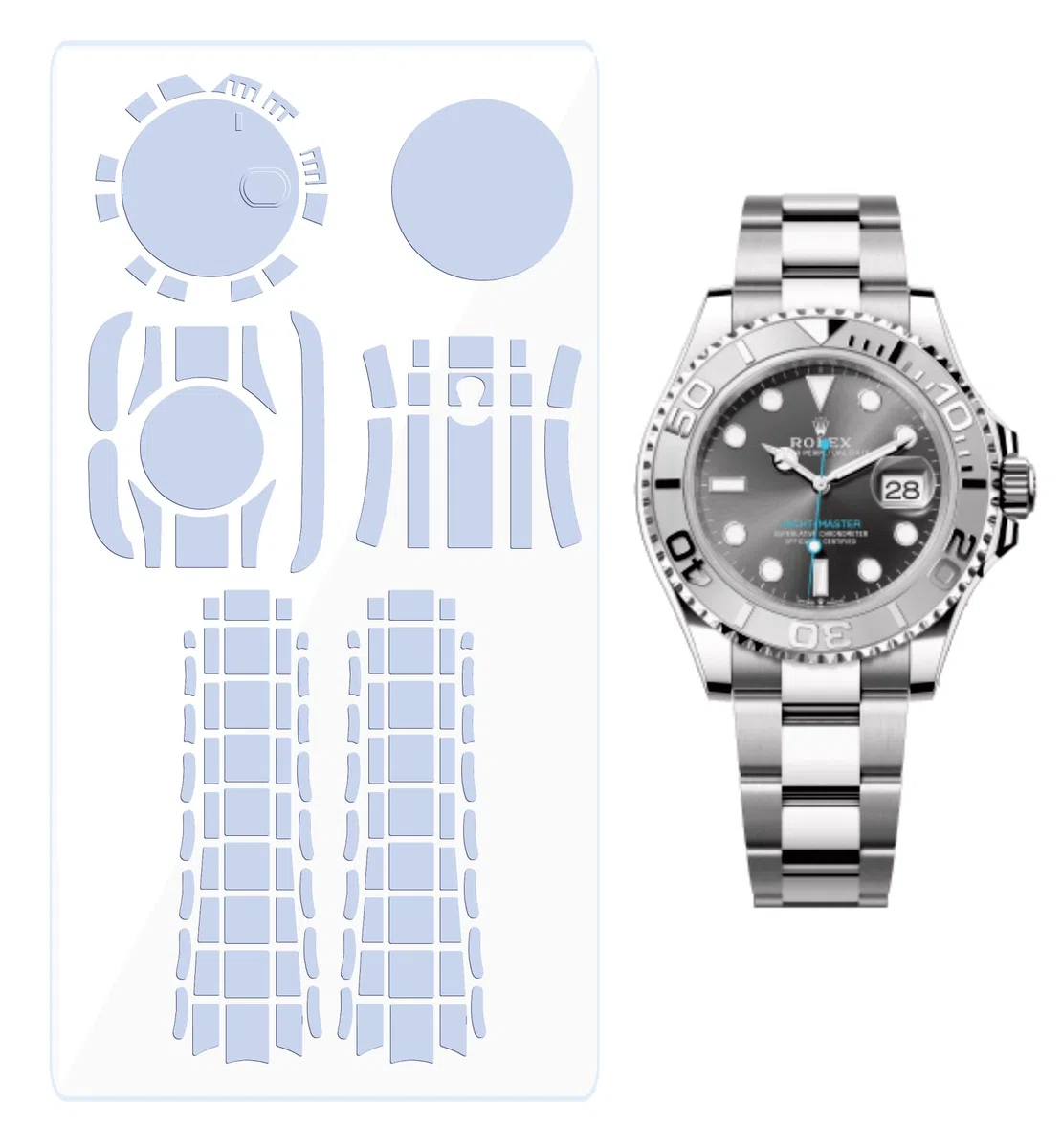 Pellicola protettiva per Rolex Yacht Master 40 mm 116622, 116621 Pellicola trasparente completa per orologio completo (2 pellicole per tutto il corpo) N