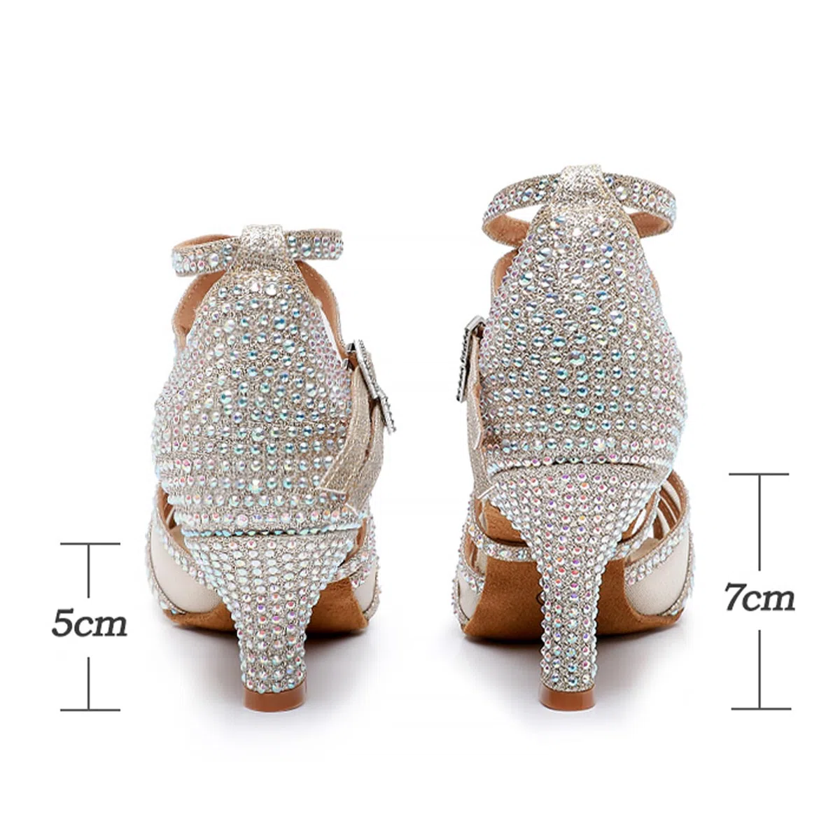 Rosefinch Scarpe da Ballo Latine con Strass per Salsa e Scarpe da Ballo per Donne/Ragazza, Suola Morbida Scarpe da Ballo 5/7cm Tacco,34-41 EU