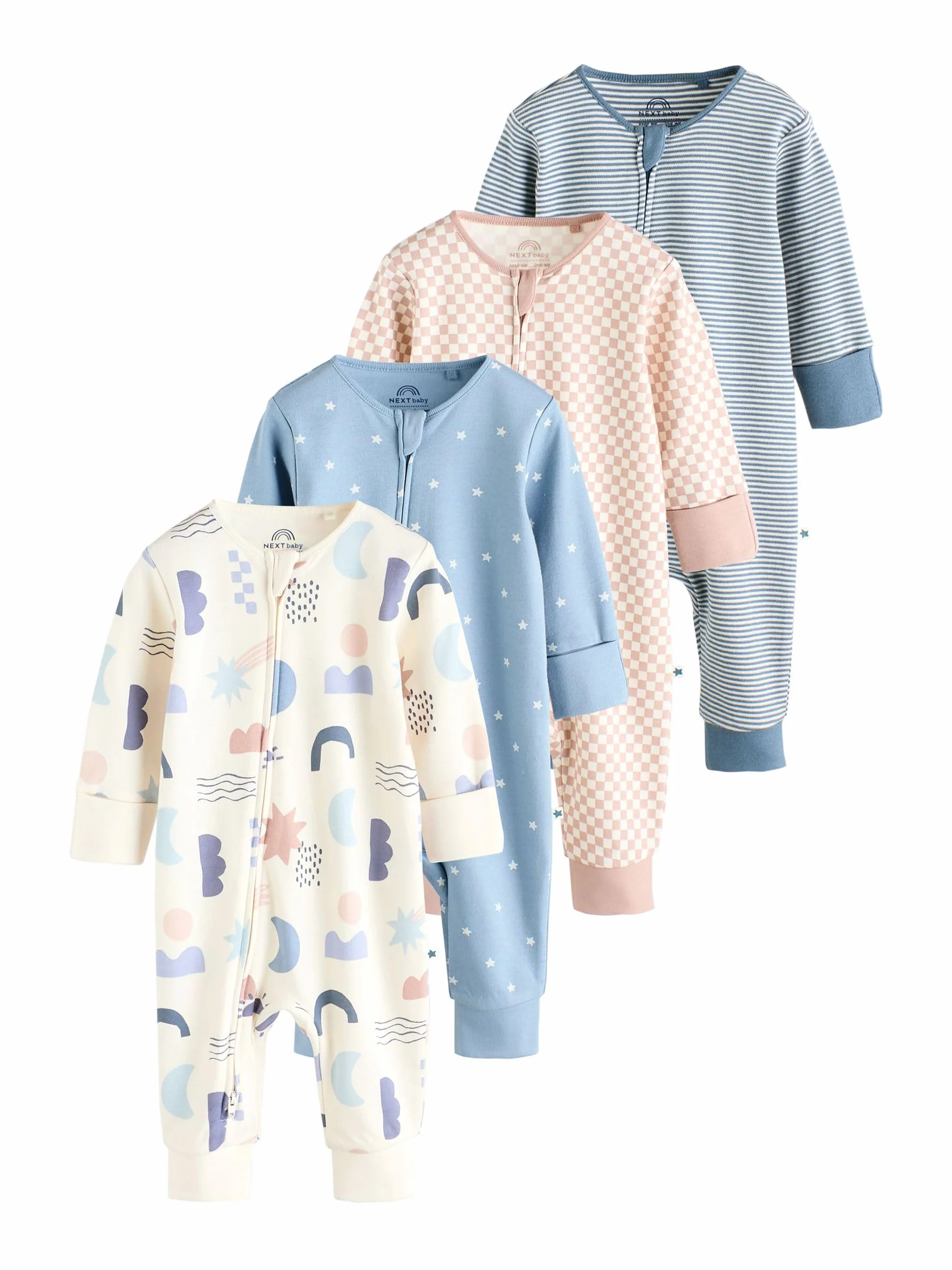 NEXT Bambini Confezione da 4 Tutine Senza Piedini per Neonati con Zip bidirezionale