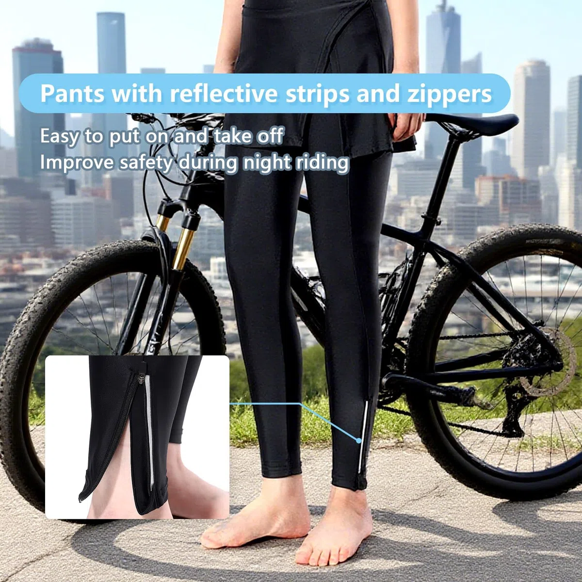 Gonna Pantalone da Ciclismo Donna Lunga Imbottita con Gel Pad Leggero Traspirante e Tasche Vita Alta Pantaloni da Ciclismo per Ciclismo Quotidiano(M)