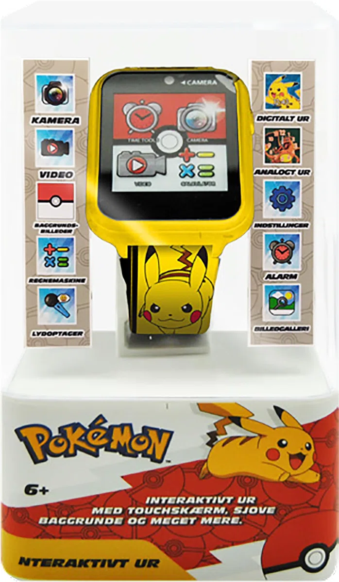 Kids Licensing - Orologio interattivo Pokemon per bambini, cinturino regolabile, multifunzione, con allarme, fotocamera, foto e video, design originale, perfetto come regalo