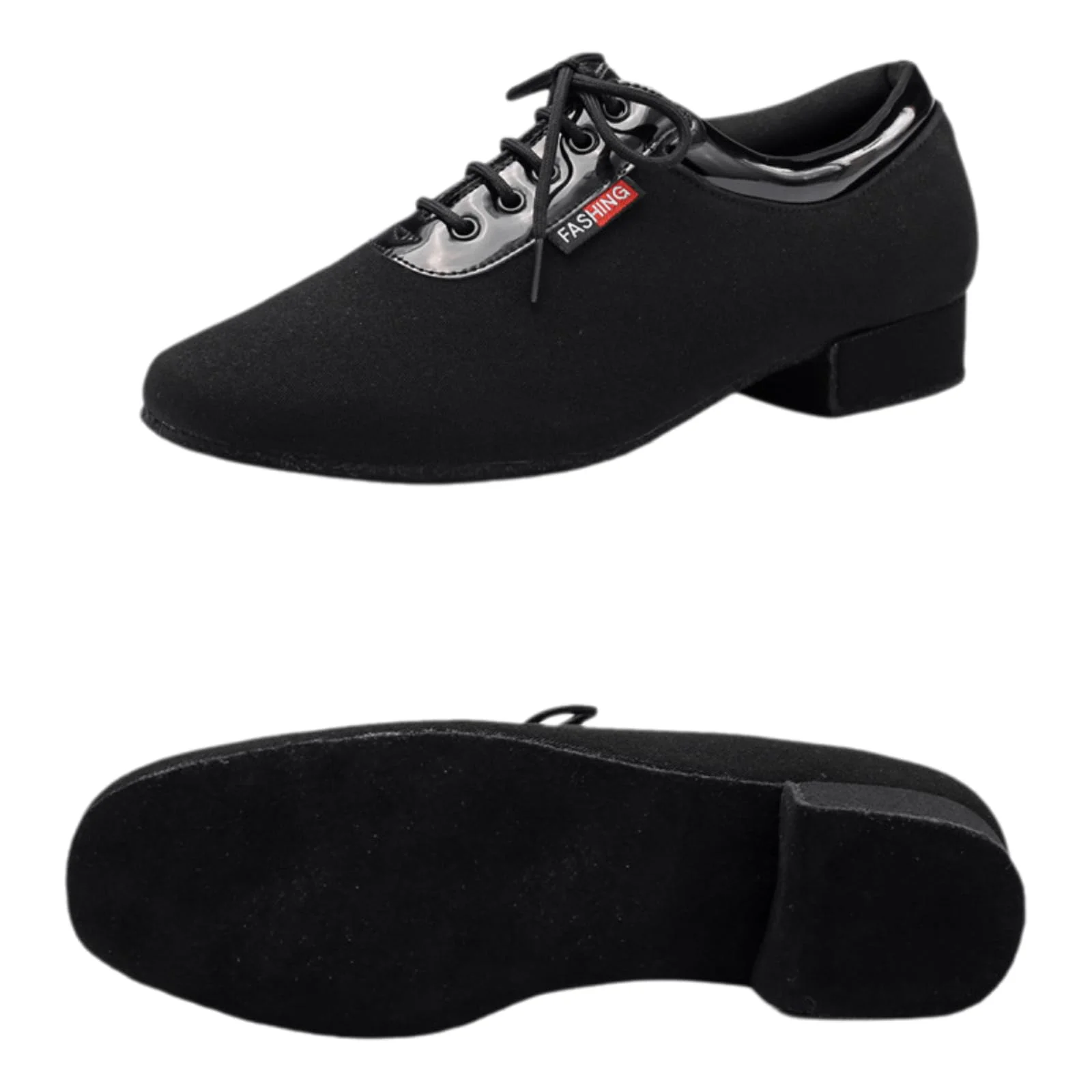 Scarpe da Ballo Uomo Salsa Stringate Tacco Basso Nero