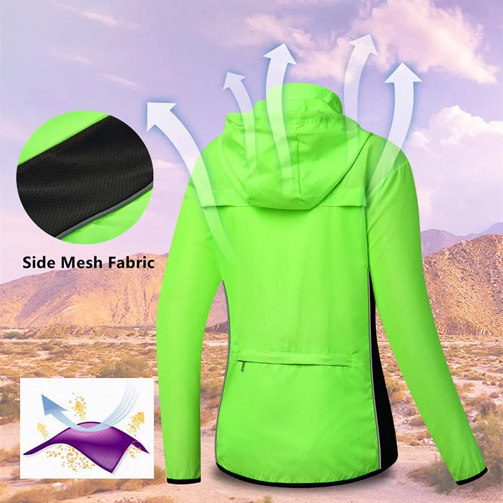 WOSAWE Giacca a Vento Con Cappuccio Da Equitazione Da Donna Maglia Da Ciclismo Leggera e Antivento Impermeabile Da Corsa Sport Asciugatura Rapida(Nero M)
