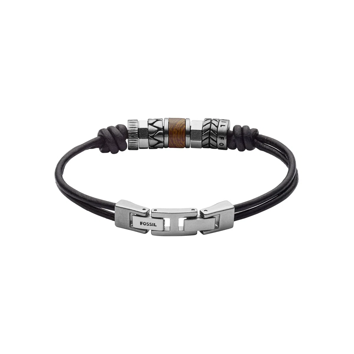 Fossil bracciale da uomo in acciaio inossidabile o pelle con chiusura a libro
