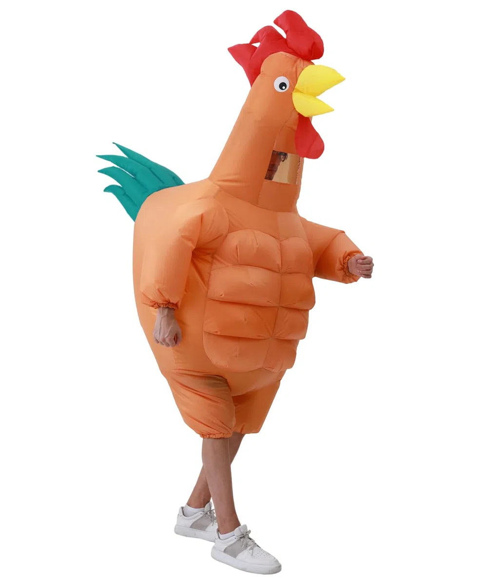 RHYTHMARTS Costume Gallina Gonfiabile Costume da Pollo Gonfiabile Costume Gonfiabile da Gallo Costume Adulti di Halloween Carnevale Natale