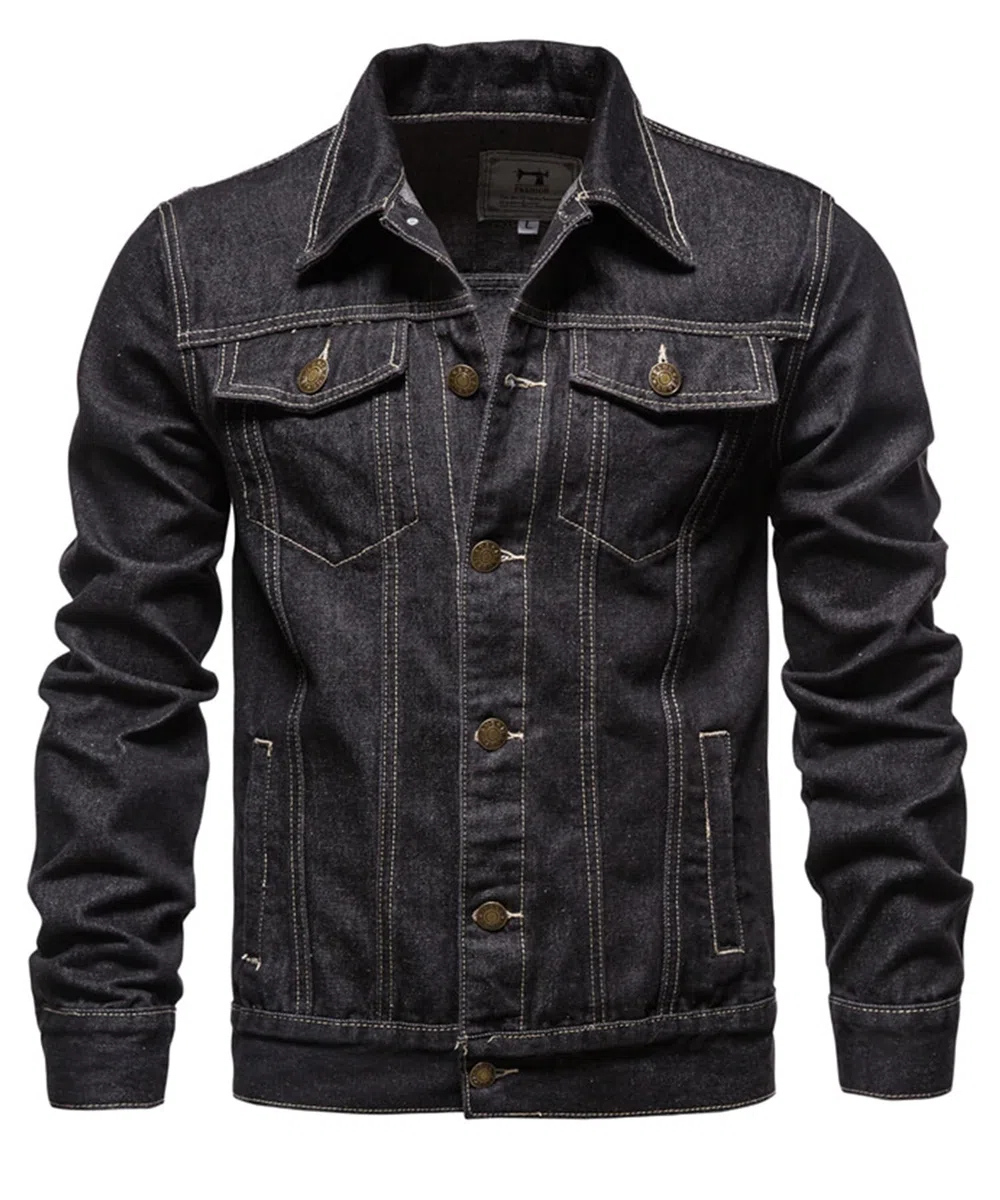 Giacche di jeans da uomo The Trucker Giacca Classic Retro Vintage Giubbotto in cotone Lapel Cappotto da Lavoro Casual Giubbino Jeans Giacca in Denim per Capispalla Fotografia Biker Moto